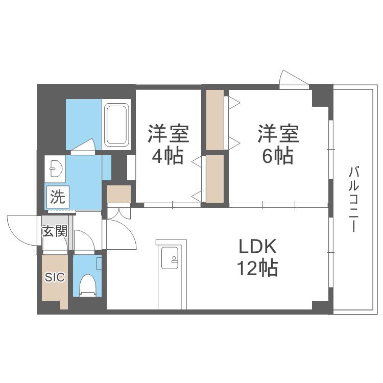 HAKATA STATION サウス(2LDK/4階)の間取り写真