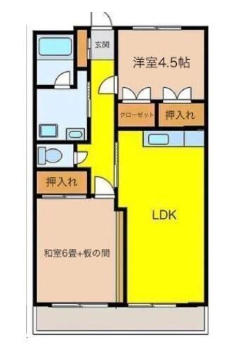 富士ハイツ(2LDK/1階)の間取り写真