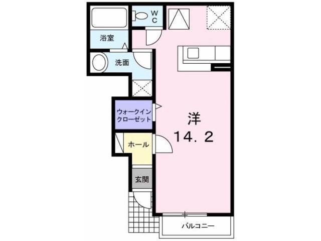 グラン ベルジュ A(ワンルーム/1階)の間取り写真