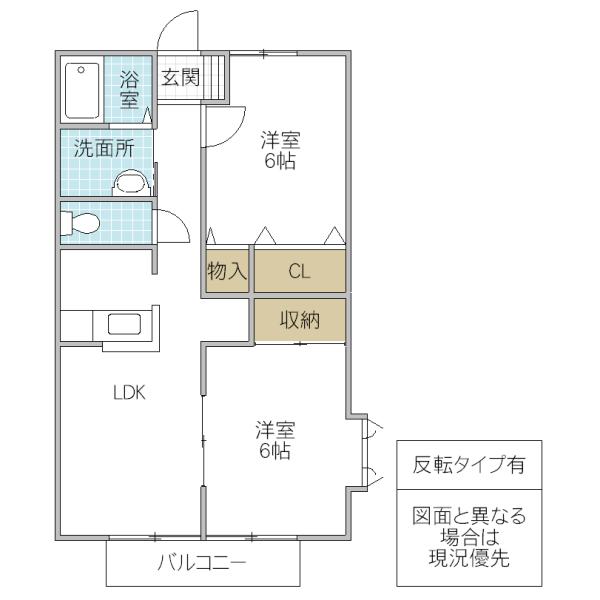 ユイマールエフB棟(2LDK/2階)の間取り写真