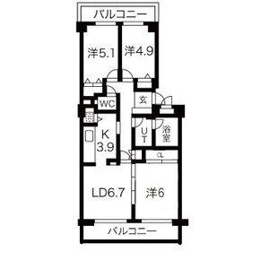 コープ野村長町アークス(3LDK/3階)の間取り写真