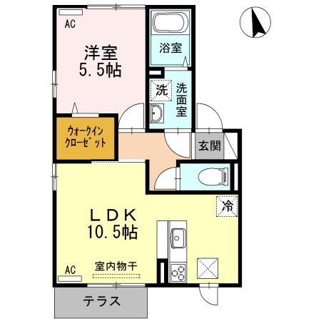 SEKUTO A棟(1LDK/1階)の間取り写真