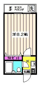 フラット沼袋II(1K/1階)の間取り写真