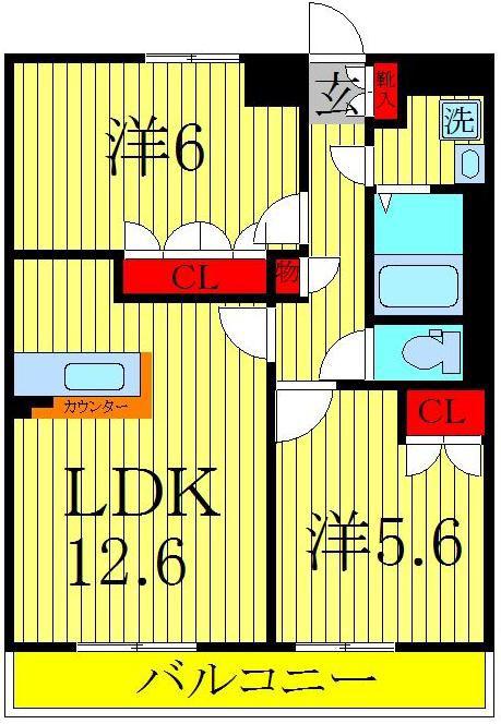 ラディッシュIV(2LDK/1階)の間取り写真