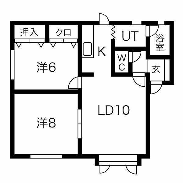 グリーンビレッジC(2LDK/1階)の間取り写真