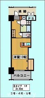 ロイヤル渡辺通II(ワンルーム/6階)の間取り写真