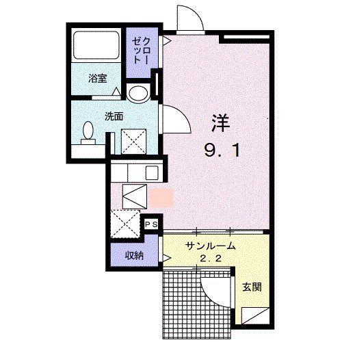 ベルエアー(1K/1階)の間取り写真
