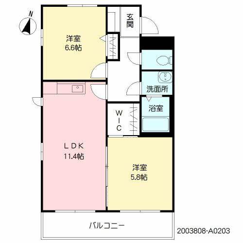 ヴィラ・アンボワーズ(2LDK/2階)の間取り写真