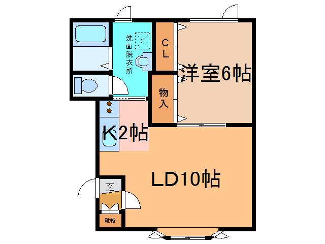 フラットリバー(1LDK/2階)の間取り写真