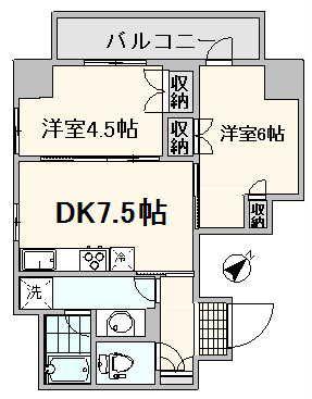 フォルテ荻窪(2DK/2階)の間取り写真