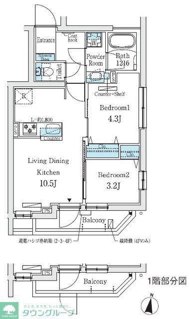 プライムブリス中野富士見町II(2LDK/1階)の間取り写真