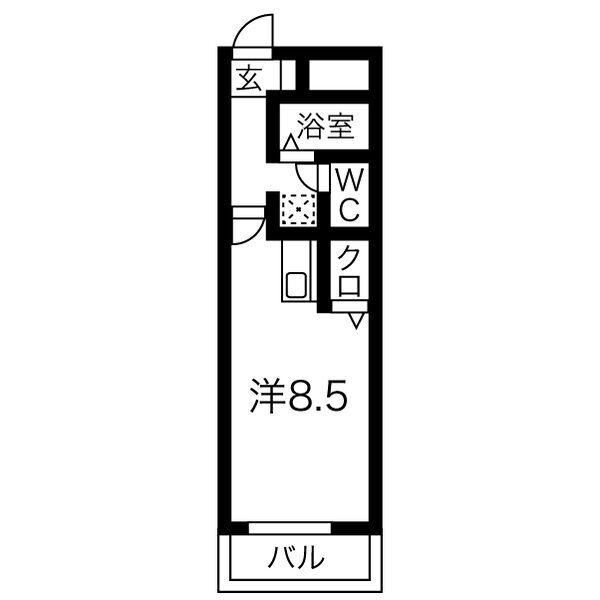 ドミシル野並(ワンルーム/2階)の間取り写真