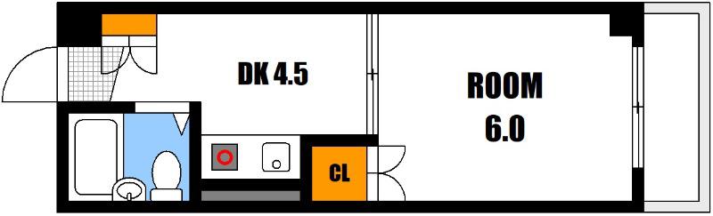 BAUHAUS祇園新道(1DK/2階)の間取り写真