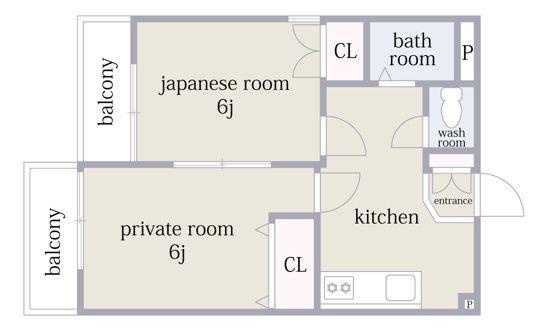 KITANO APARTMENT経堂(2DK/2階)の間取り写真