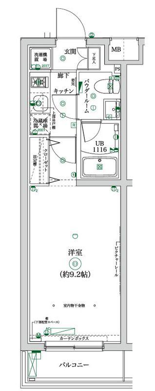 ガレリアレジデンス大泉学園(1K/1階)の間取り写真