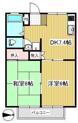 キャステール祐(2DK/2階)の間取り写真