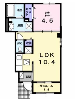 モジョ・エスト(1LDK/1階)の間取り写真