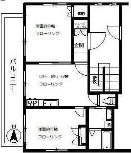 レジデンス白脩(2DK/2階)の間取り写真