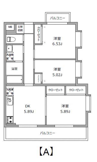 ルミエール香川(3DK/3階)の間取り写真