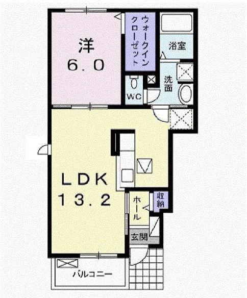 ヴィオラ グランデ I(1LDK/1階)の間取り写真