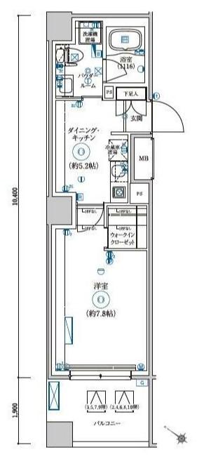 レグゼアゼスト横濱関内(1DK/3階)の間取り写真