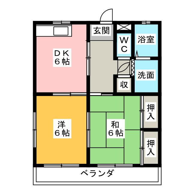 井貝マンション(2DK/2階)の間取り写真