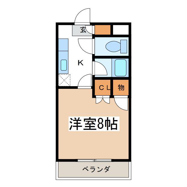 アップルズN(1K/2階)の間取り写真