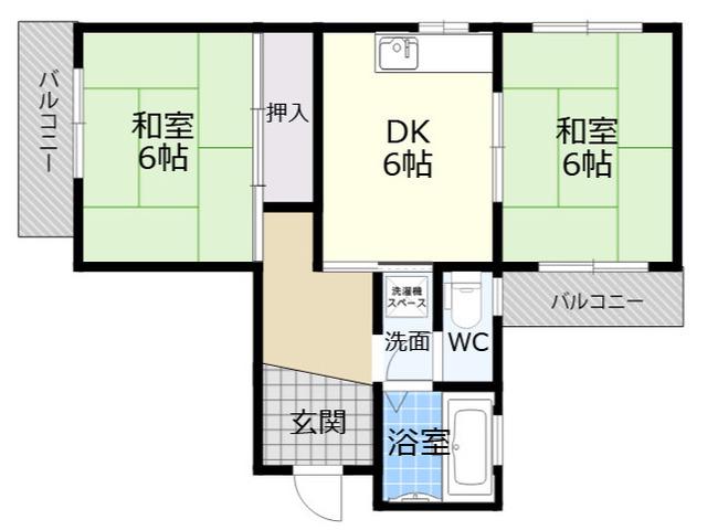 小山マンション(2DK/4階)の間取り写真