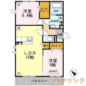 セーラム植田(2LDK/2階)の間取り写真