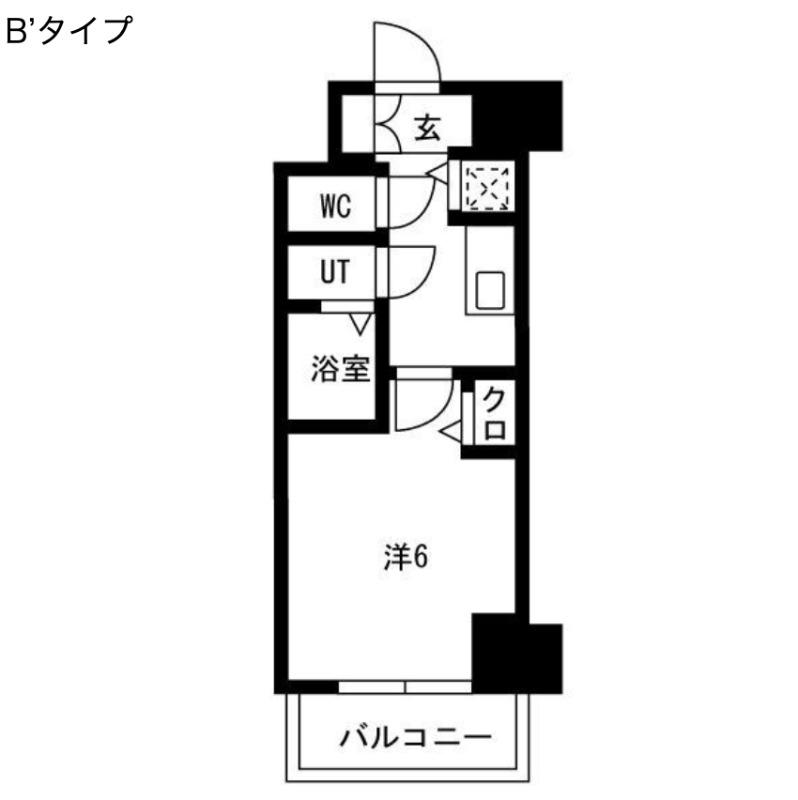 プレサンス心斎橋ブライト(1K/15階)の間取り写真