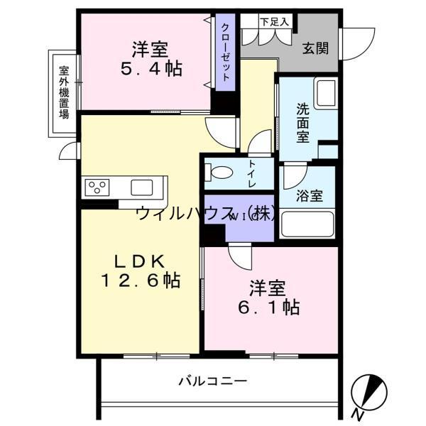SHAMAISON 堺三国ヶ丘(2LDK/3階)の間取り写真