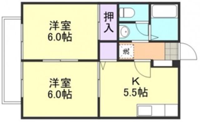 サンライフ中島 II B(2K/1階)の間取り写真