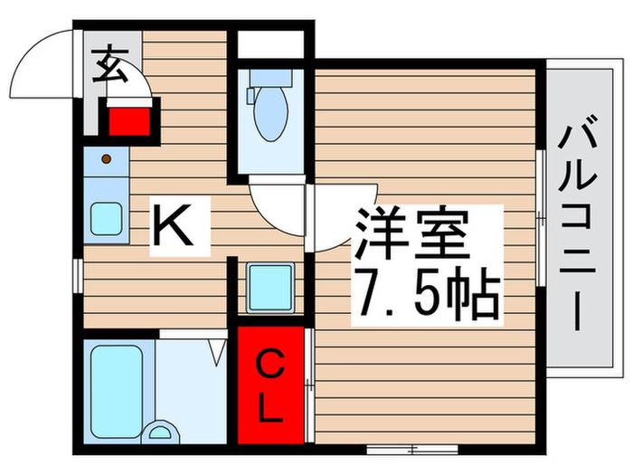 ヘーベル北小金(1K/2階)の間取り写真