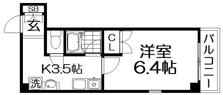 フォーシーズン北堀江(1K/4階)の間取り写真
