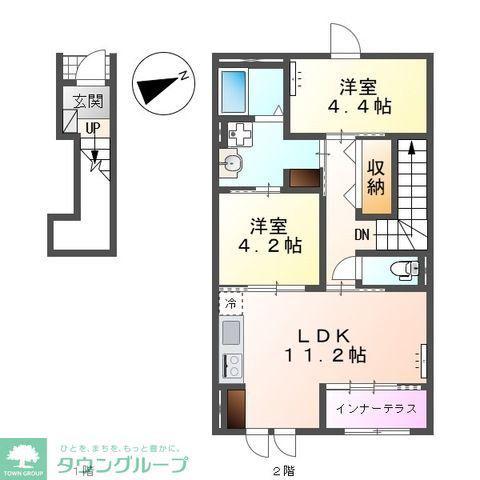 綾瀬市吉岡東アパート(2LDK/2階)の間取り写真