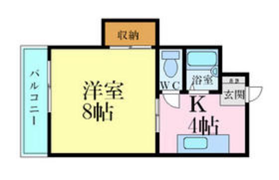 ヴィラ丸本(1DK/4階)の間取り写真