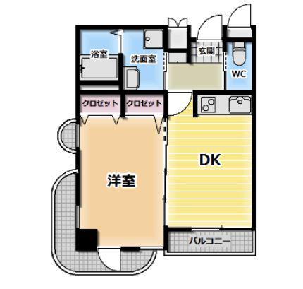 ＪＲ予讃線 丸亀駅 徒歩7分 7階建 築20年(1DK/6階)の間取り写真