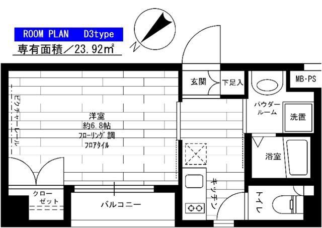 ステージファースト常盤台(1K/2階)の間取り写真