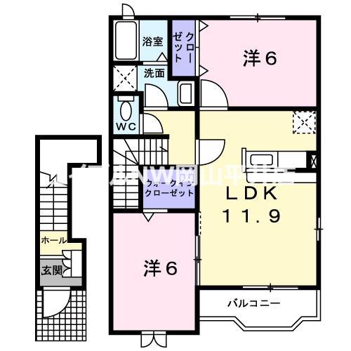 シーザリオ一番館(2LDK/2階)の間取り写真