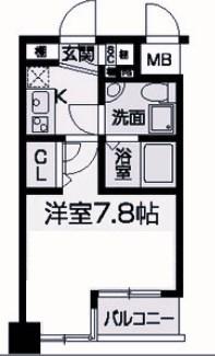 セレニテ甲子園II(1K/1階)の間取り写真