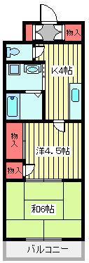 ラフォーレ中浦和II(2K/1階)の間取り写真