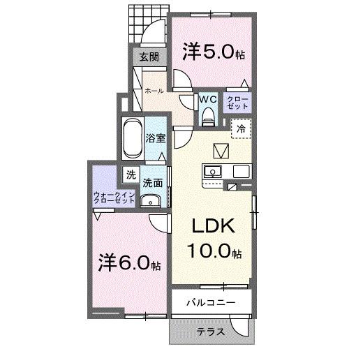 サンライズ B(2LDK/1階)の間取り写真