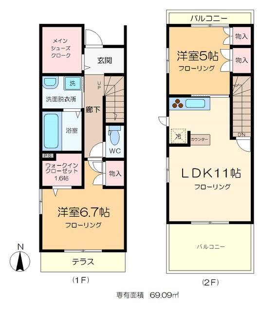 PAULOWNIA(2LDK/1階)の間取り写真