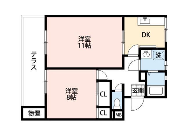 サンハイツ稲永(2DK/1階)の間取り写真