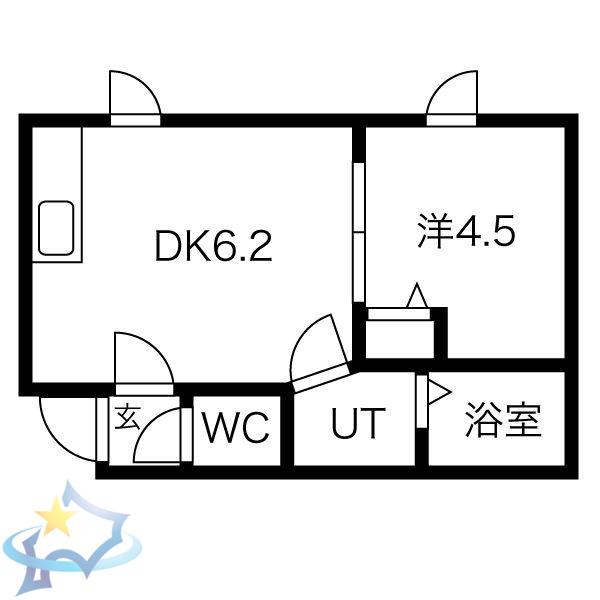 キアーロ琴似(1DK/3階)の間取り写真