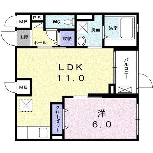 カーサ アリビオ(1LDK/1階)の間取り写真