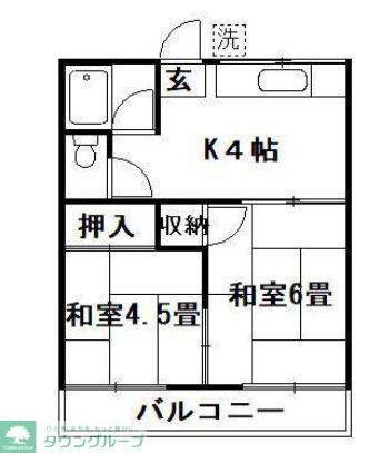 サンルーム南(2K/2階)の間取り写真