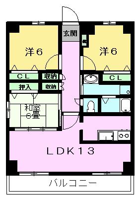 エトワールマンション菊陽(3LDK/2階)の間取り写真