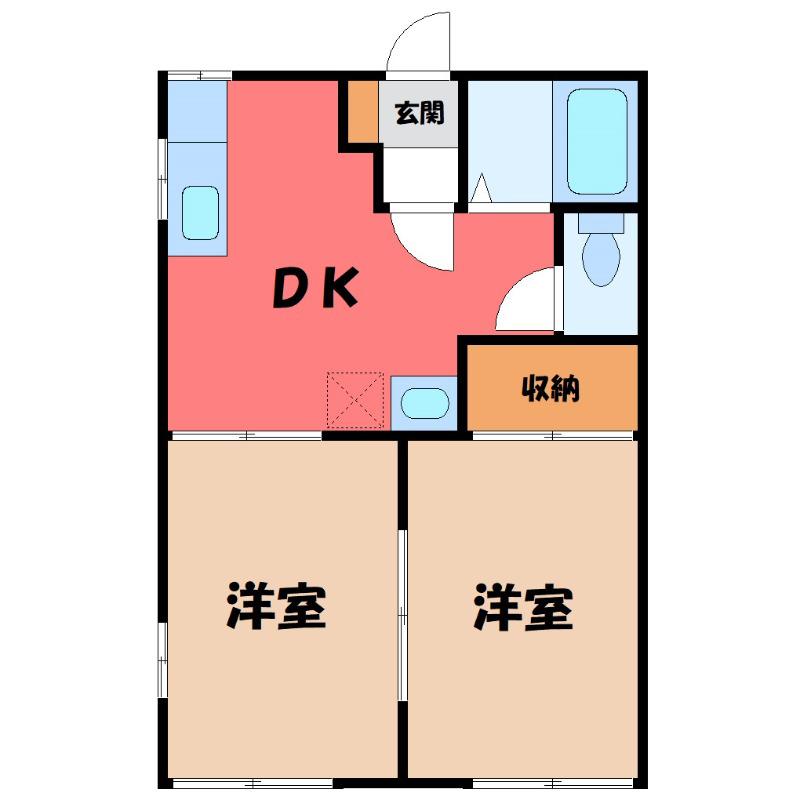 服部ハイツA(2DK/2階)の間取り写真