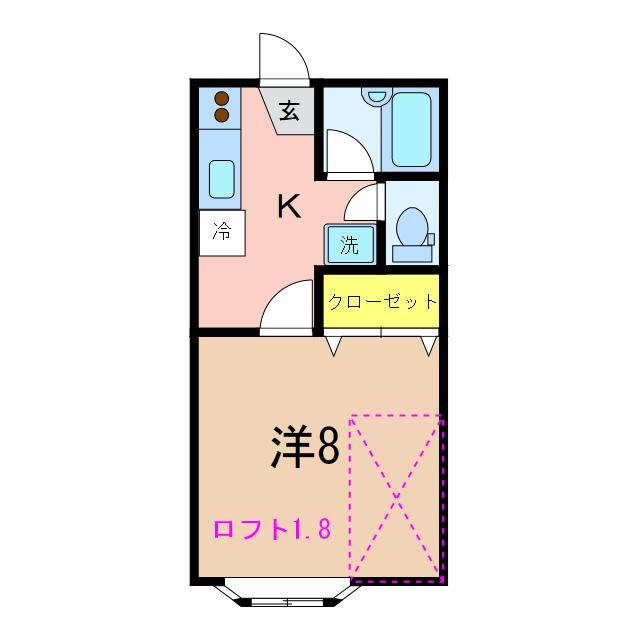 コーポハピネス(1K/2階)の間取り写真